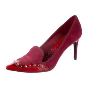 Tory Burch Suede Studded Accents Pumps | Size 10.5 | Red